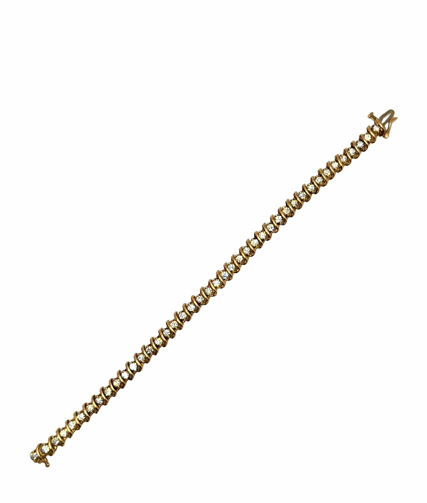 14k gold diamond bracelet with 42 diamonds (4.2 carats) and modern clasp - 17.5g