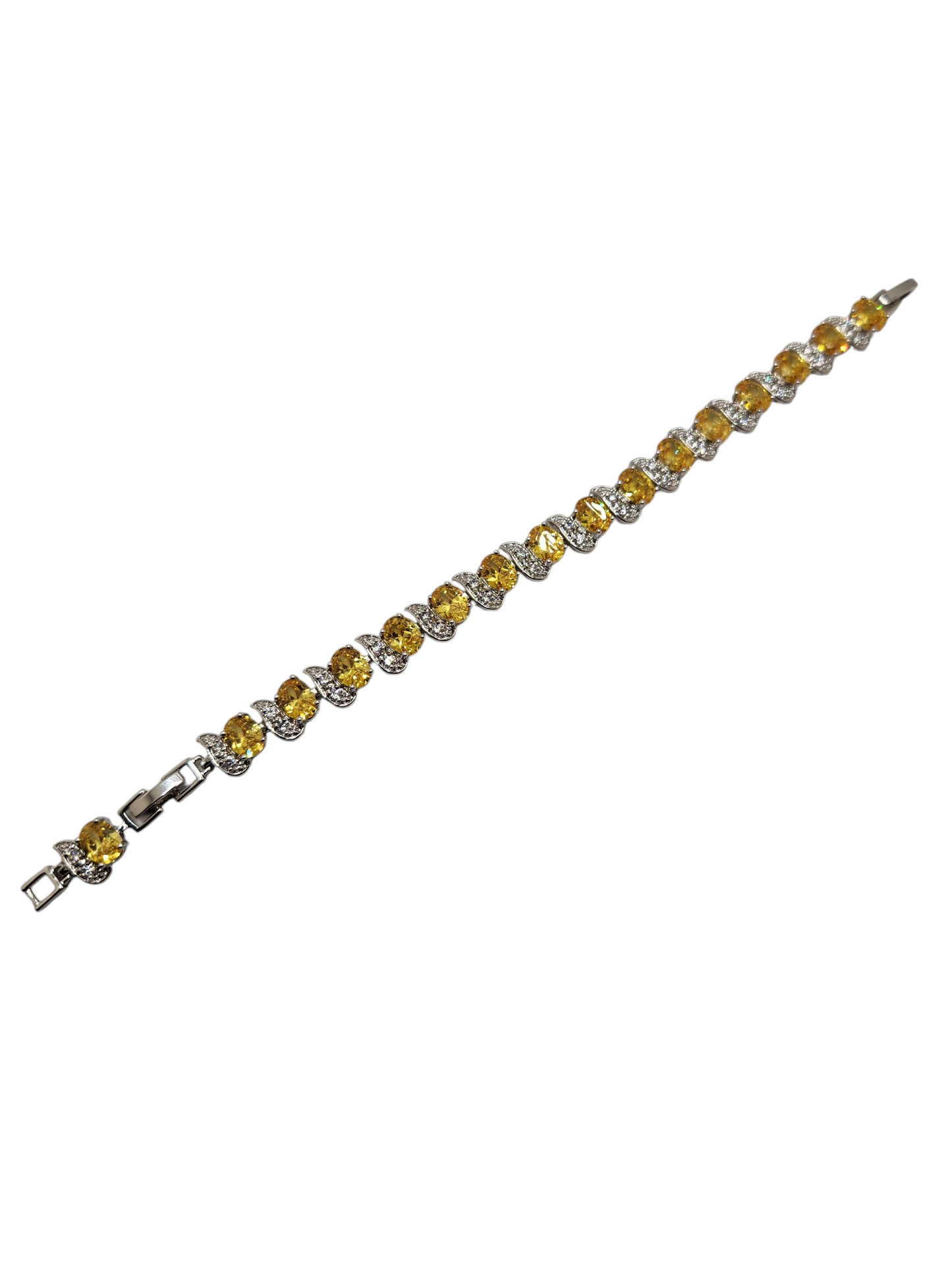 sterling silver bracelet with yellow & white crystals | elegant & dazzling design
