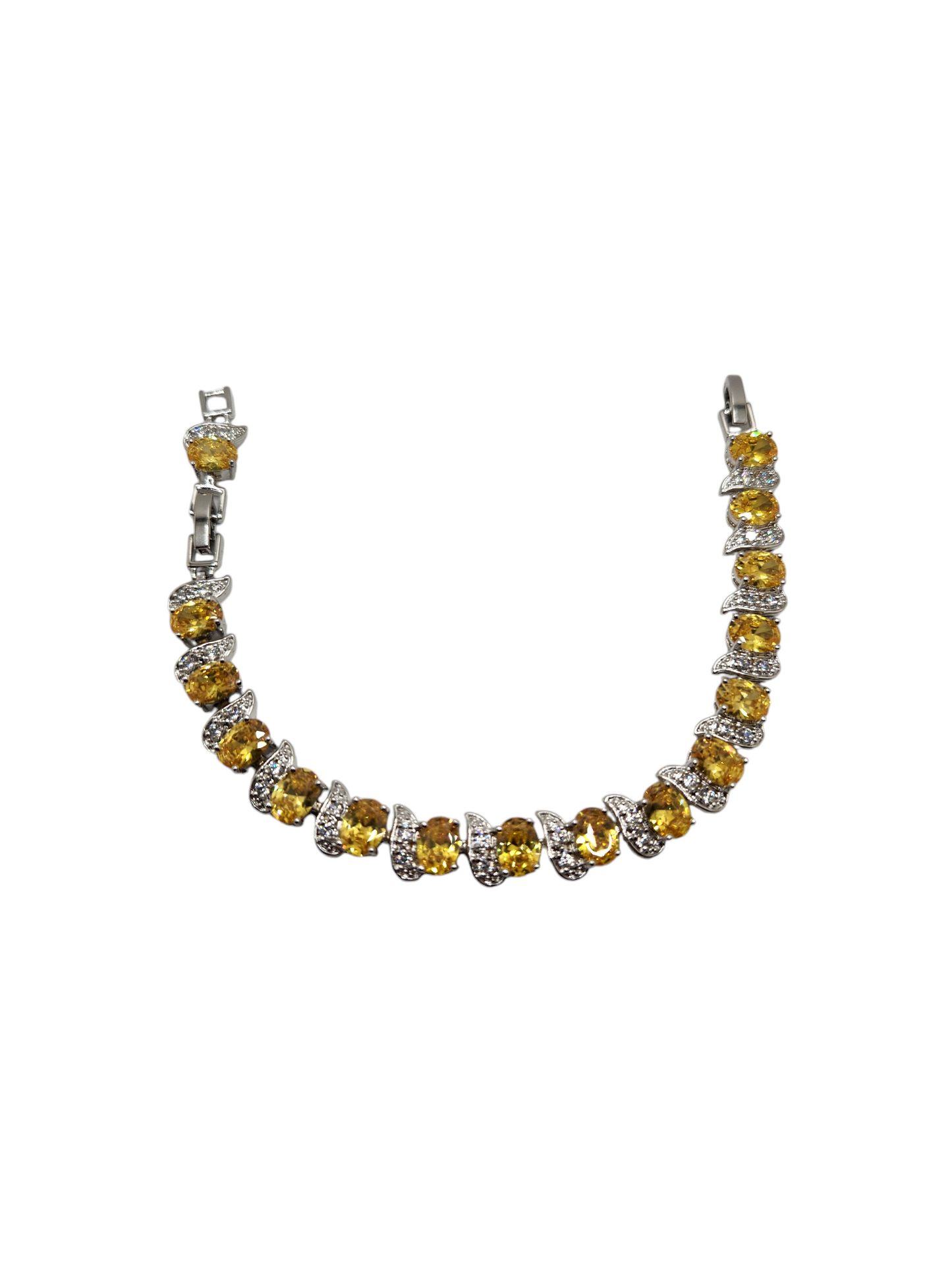 sterling silver bracelet with yellow & white crystals | elegant & dazzling design