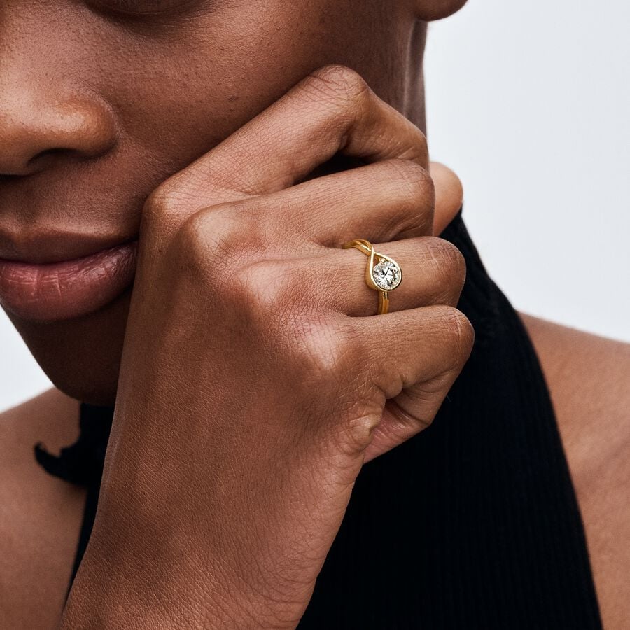 14k gold pandora infinite lab-grown diamond ring